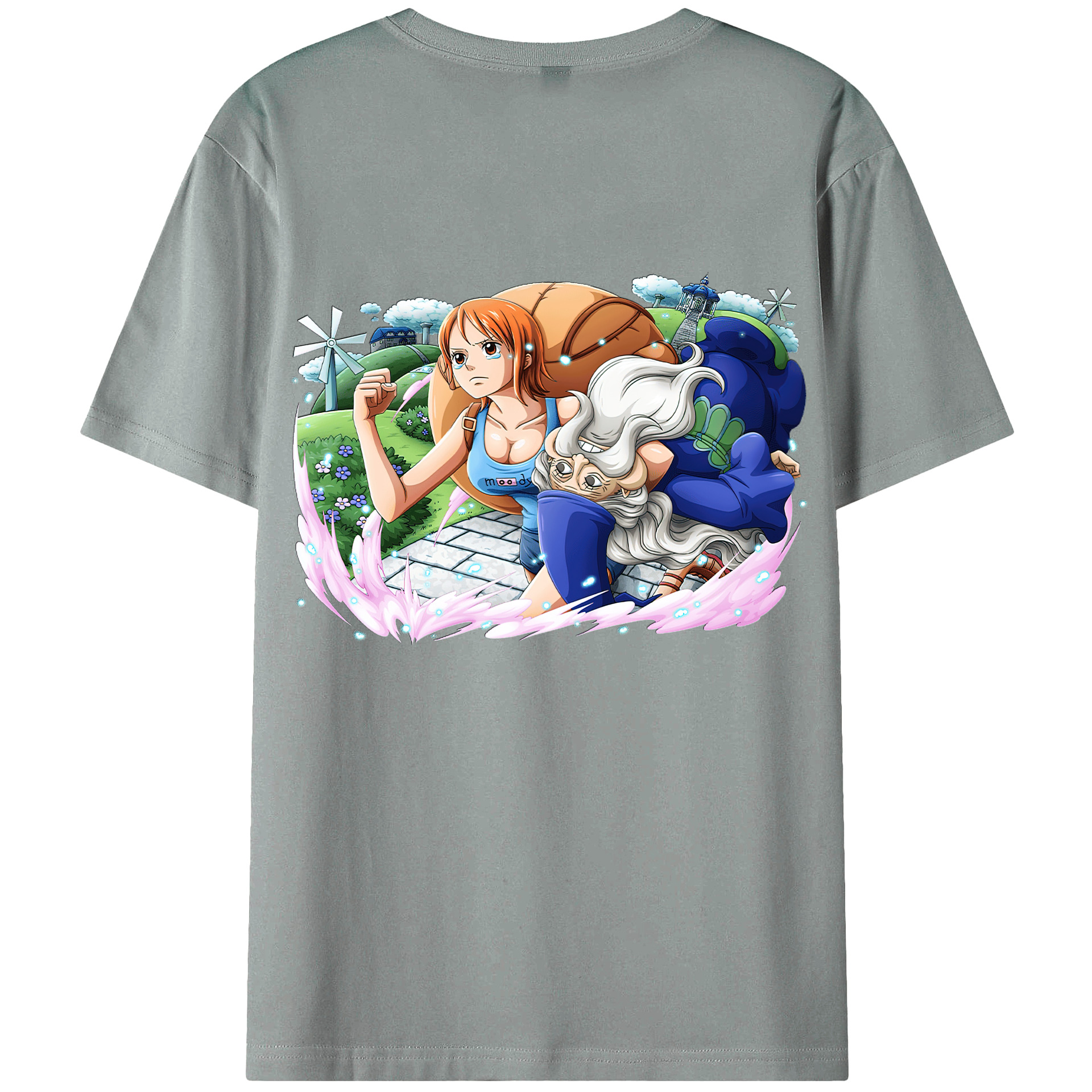 （画像用） ワンピース ナミ ONE PIECE Nami 綿100％ メンズ半袖Tシャツ（バックプリント） 通気性